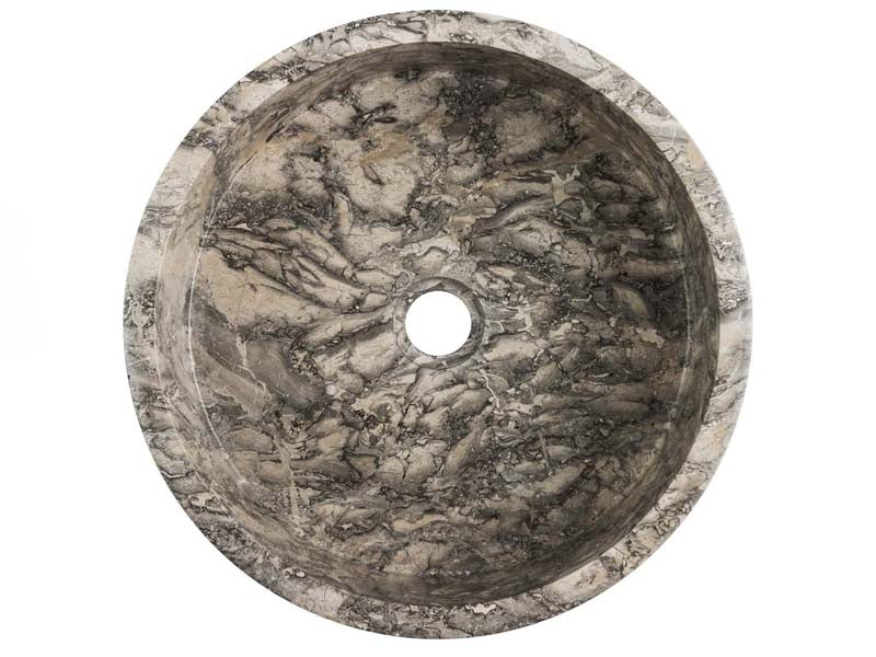 Lavabo au Stein, Marmor, rund, grau/beige