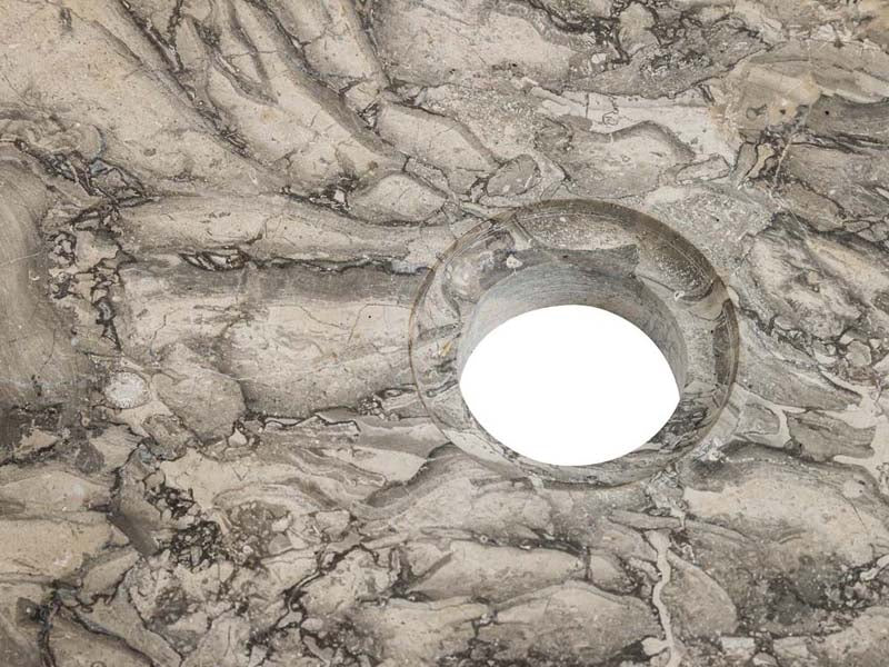 Lavabo au Stein, Marmor, rund, grau/beige