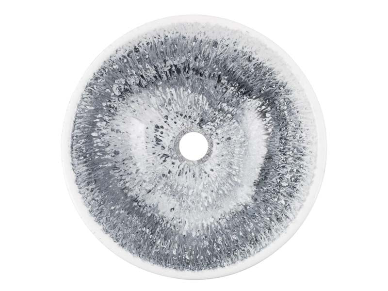 Lavabo rund Schwarz/Grau/Weiss Epoxidharz