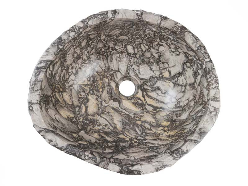 Lavabo Stein Marmor grau/schwarz