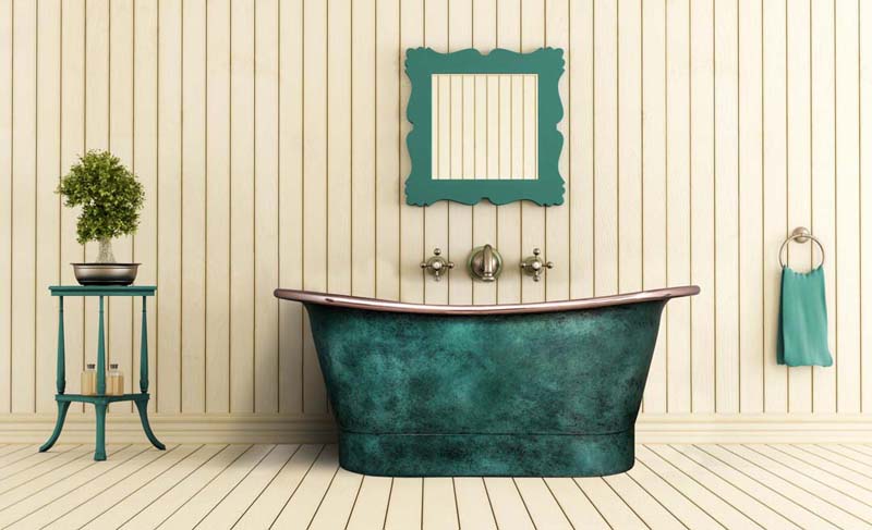 Badewanne grün freistehend Metall