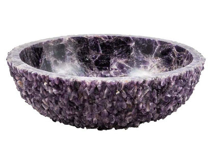 Lavabo rund, violett, aus Amethyst Halbedelstein